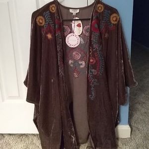Velvet embroidered cardigan